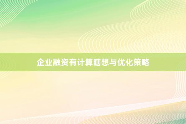 企业融资有计算瞎想与优化策略