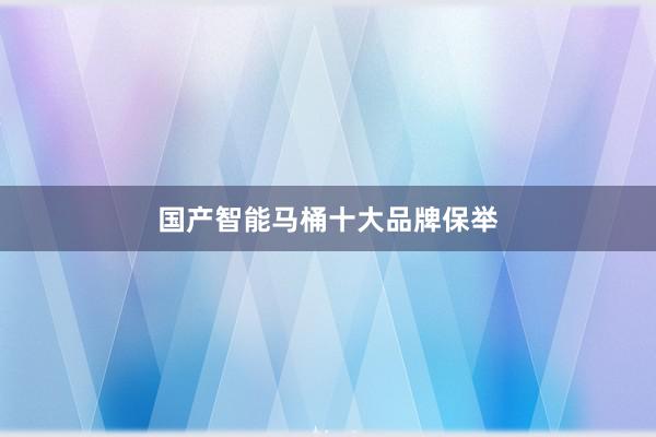 国产智能马桶十大品牌保举