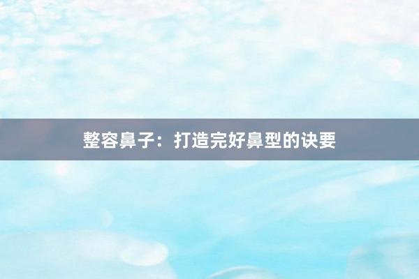 整容鼻子：打造完好鼻型的诀要